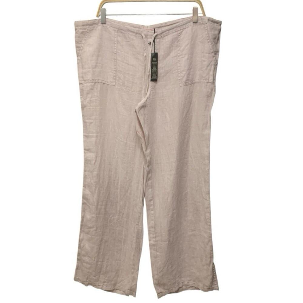 Victoria’s Secret 100% Linen Wide Leg Pants 14 Regular Blush Pink Drawstring